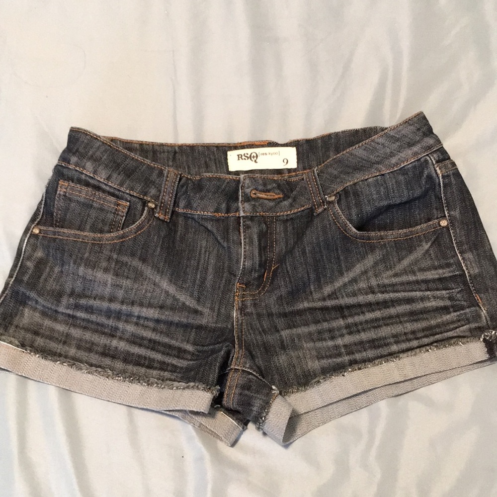 Distressed Jean Shorts Dark Blue
